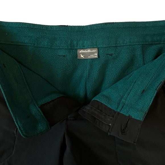 Eddie Bauer Womens Flexion Polar Lined Pants Straight Black Green 8P #1315 - Picture 9 of 9